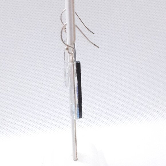 New Sparkley Multicolored Dichroic Glass 925 French Wire Drop Earrings - Picture 4 of 14